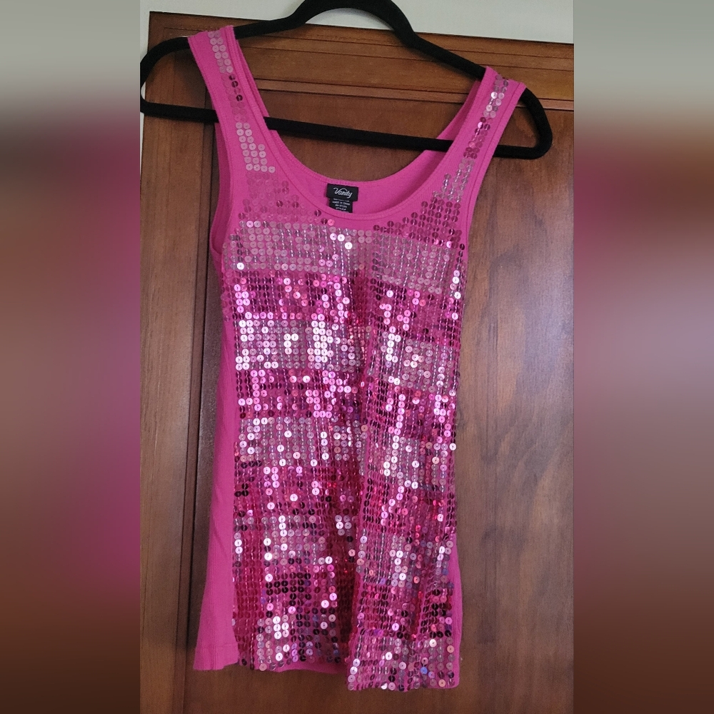 Vanity Fuchsia Sequin Tank Top